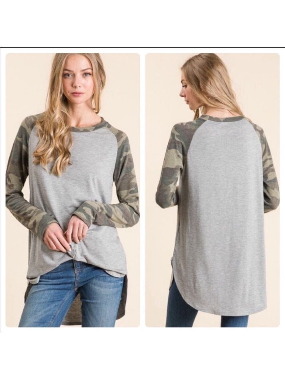 Gray Camo Long Sleeve T Shirt